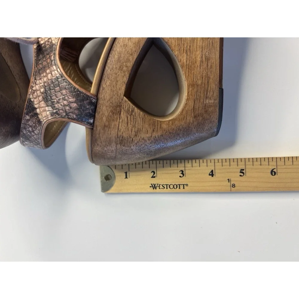 Anthropologie Schuler & Sons Wedges Women 7B Leather Reptile‎ Wood Heels Naja